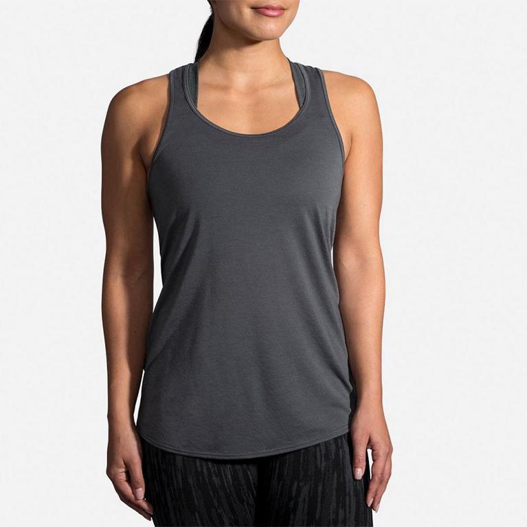 Brooks Women's DISTANCE Running Tank Top - Grey - Canada (WDXPV-9207)